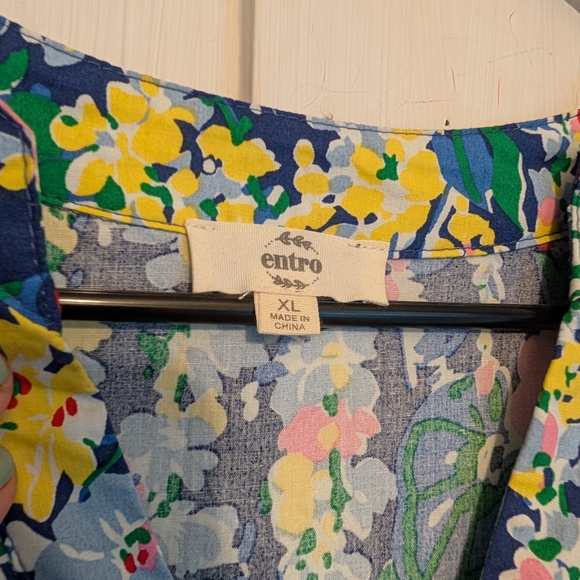 Entro Red and Blue Flutter Sleeve Sundress - Picture 3 of 4